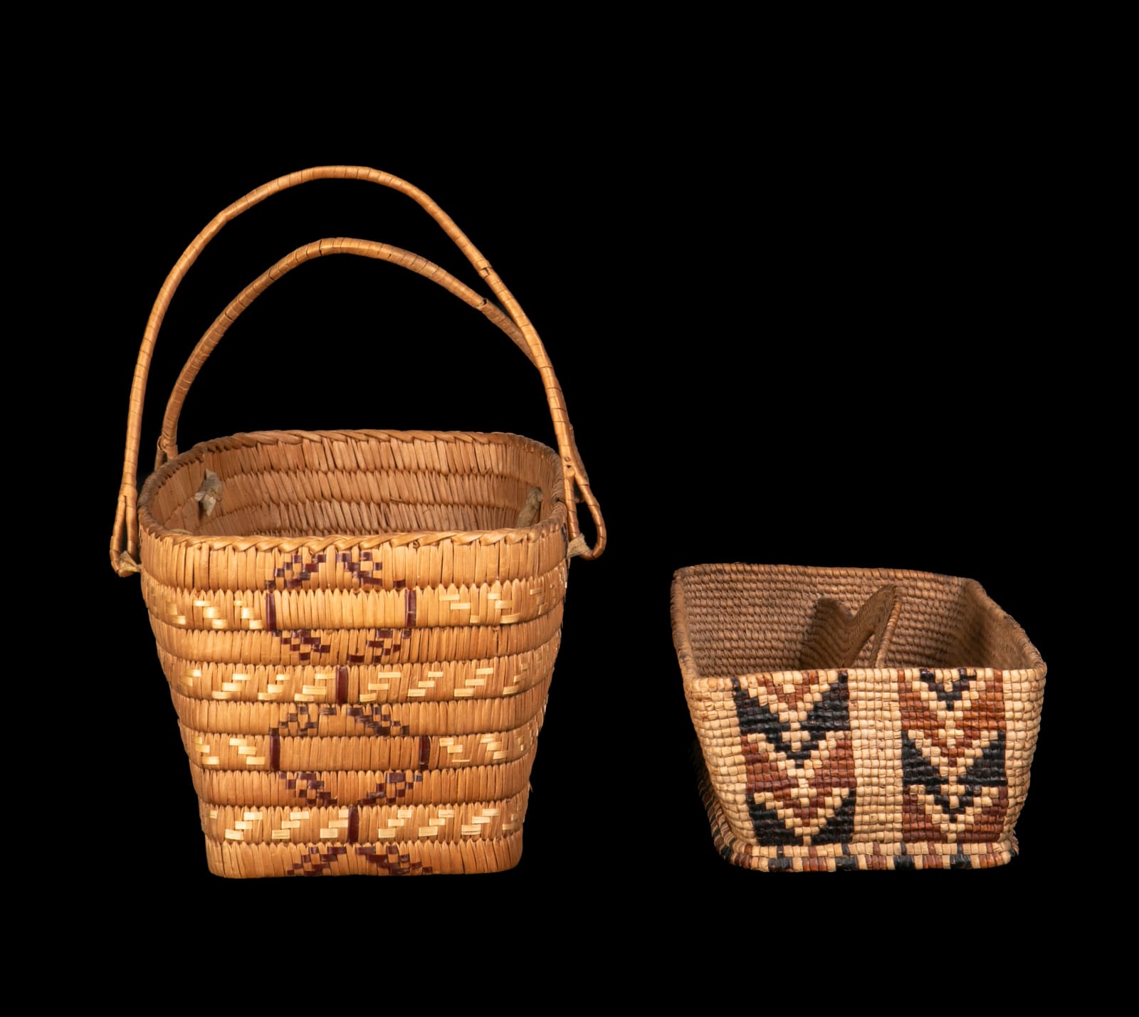 UNIDENTIFIED SALISH ARTISTS, Two Carrying Containers, early 1900s