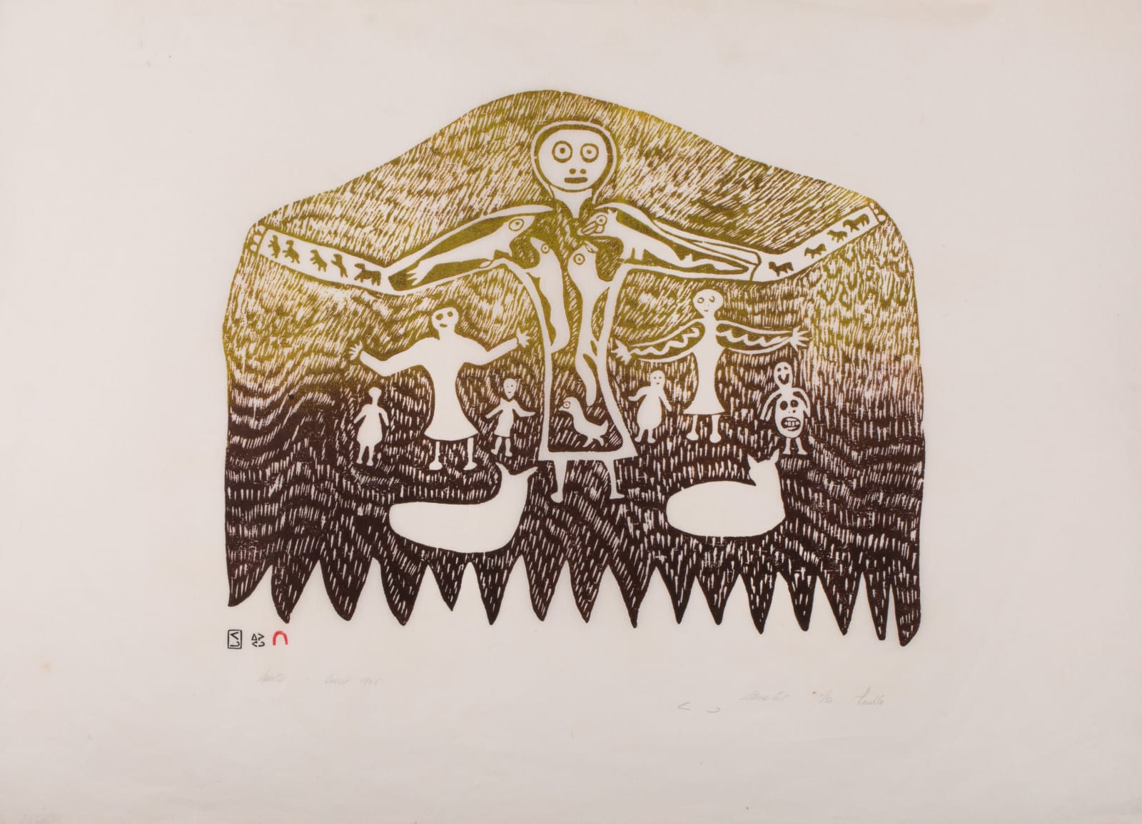PUDLO PUDLAT (1916-1992) KINNGAIT (CAPE DORSET), Spirits, 1965 (1966 #36)