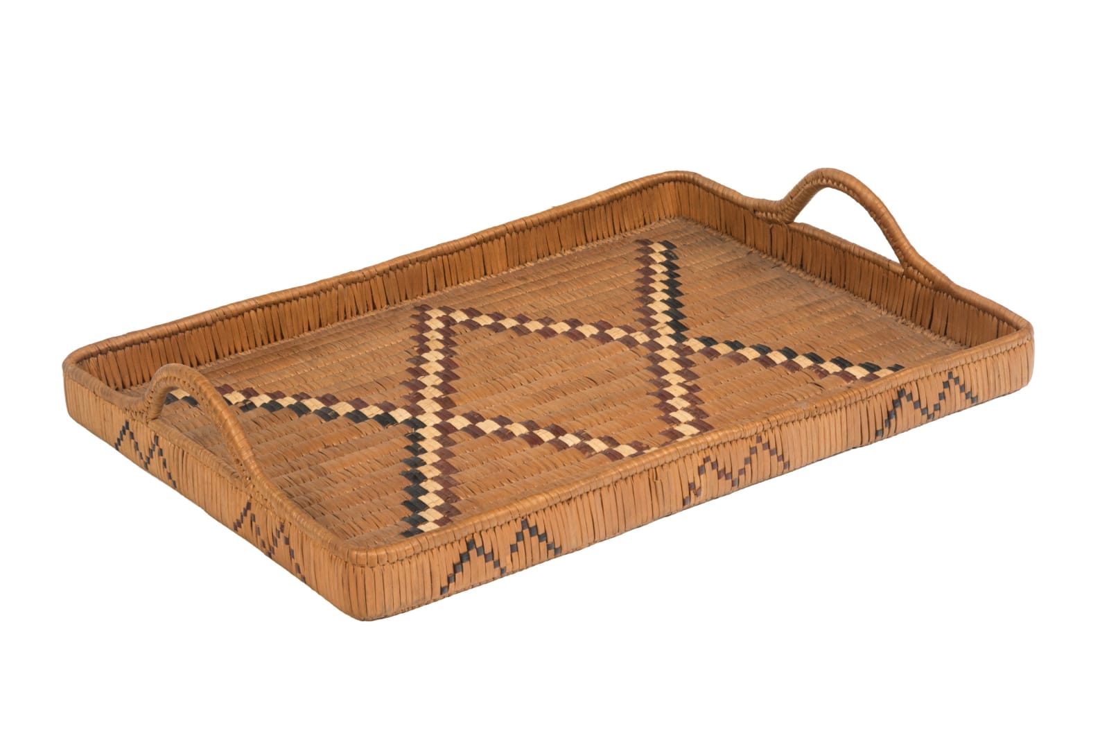 UNIDENTIFIED SALISH ARTISTS, Lidded Storage Basket and Tray, early 1900s