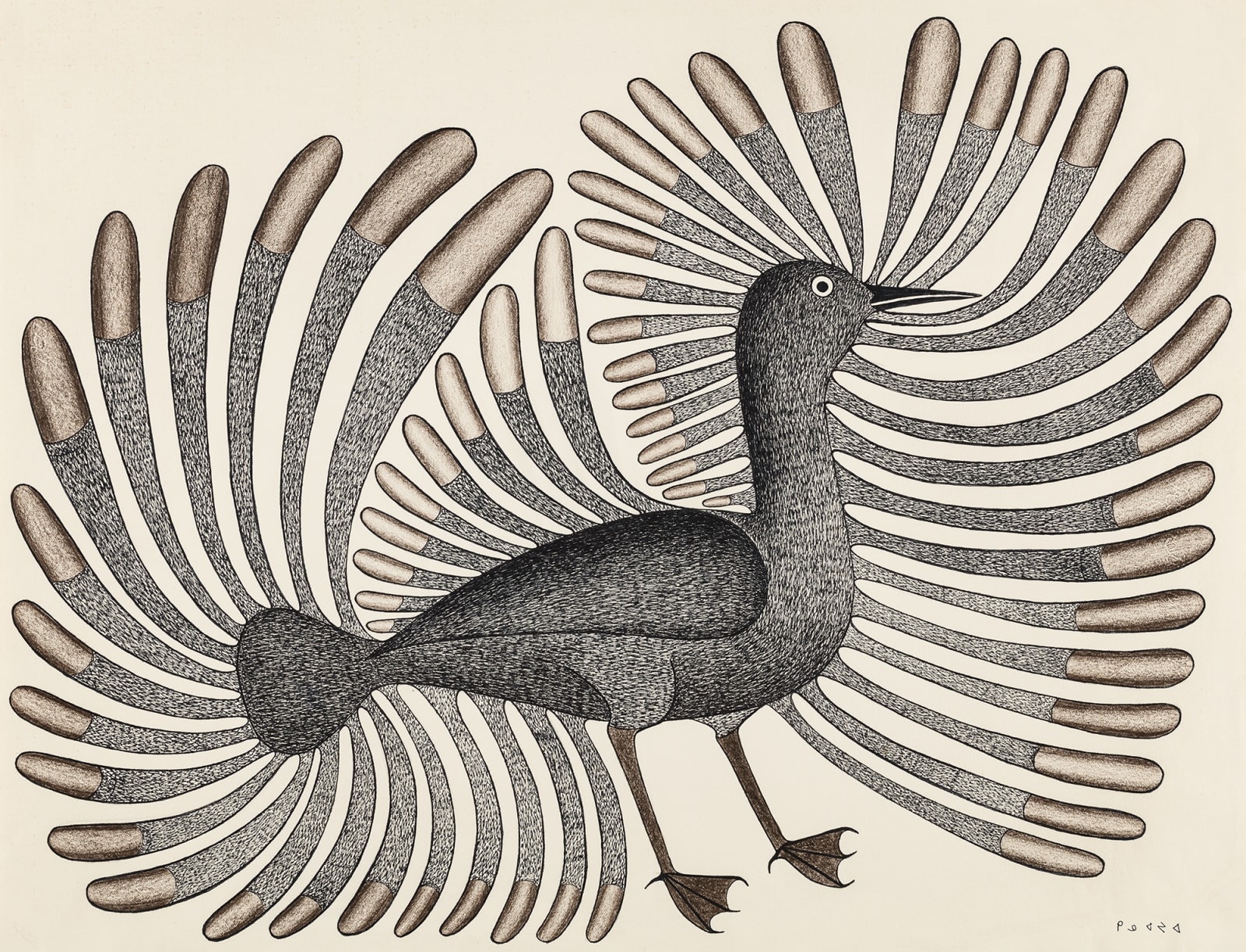 KENOJUAK ASHEVAK, C.C., R.C.A. (1927-2013) KINNGAIT (CAPE DORSET), Untitled (Raven in Profile), c. 1993-4