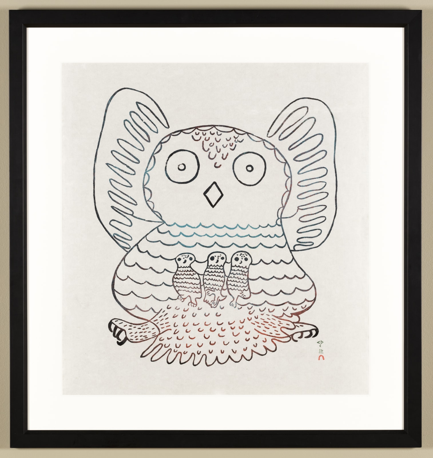 PAUTA SAILA, R.C.A. (1916-2009) KINNGAIT (CAPE DORSET), Untitled (Owl and Chicks), c. 1966-67