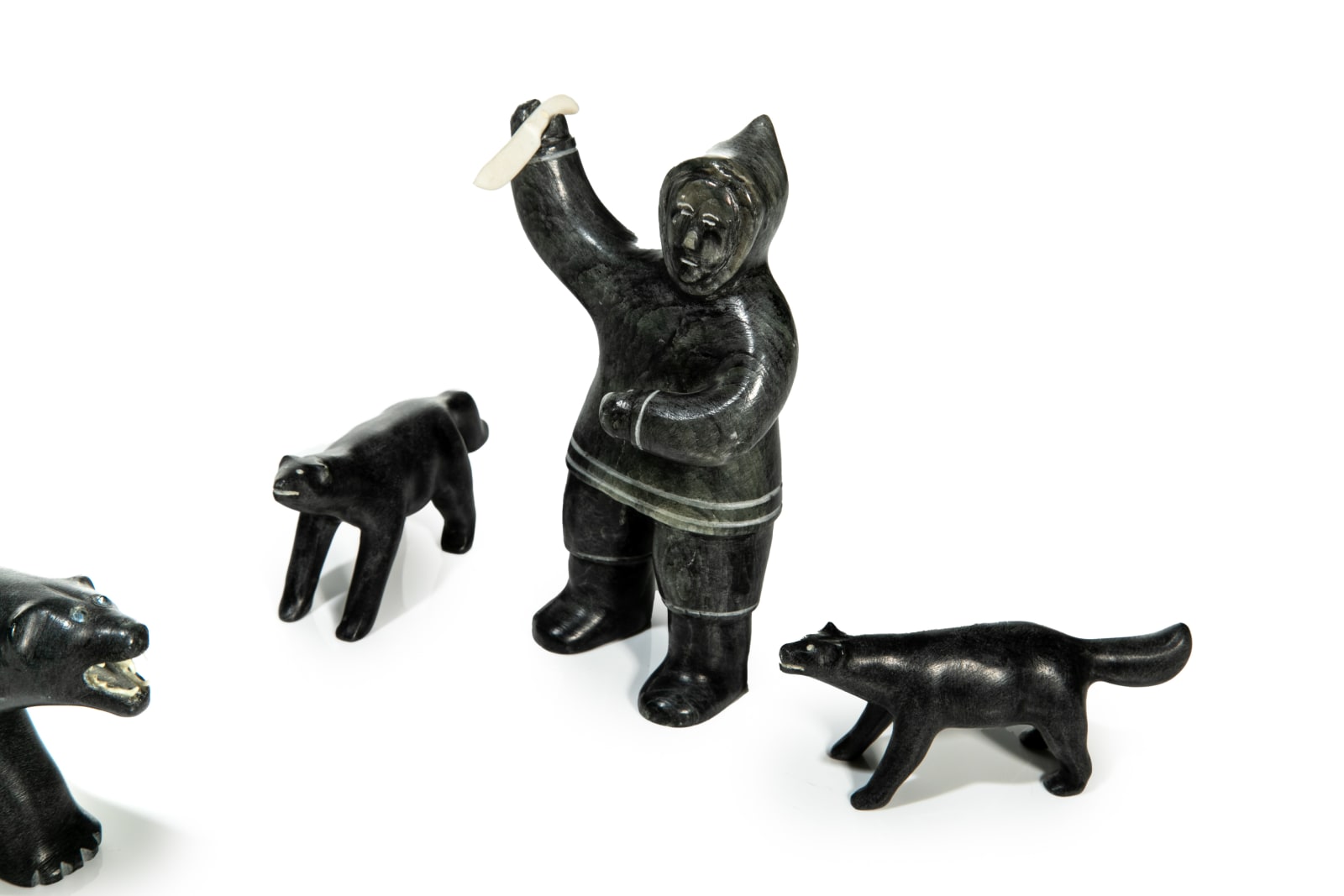 UNIDENTIFIED ARTIST, KANGIQTUGAAPIK (CLYDE RIVER), Hunter and Dogs approaching a Polar Bear, mid 1960s