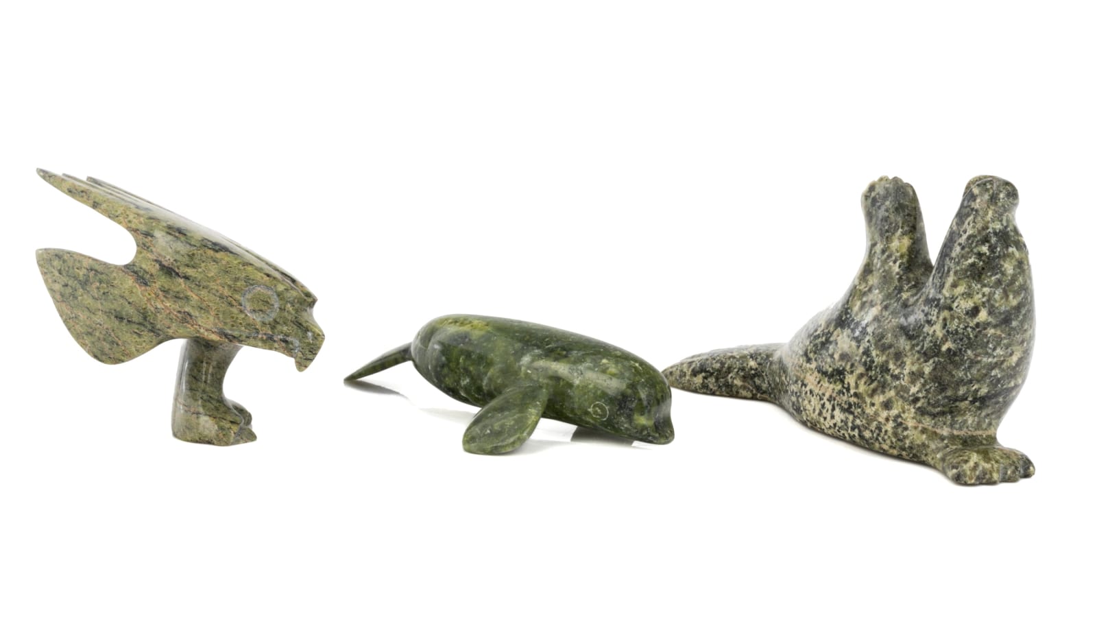 ALASHUA SHARKY (1973-), MARY RAGEE, and NOAH NOWDLAK (1964-) KINNGAIT (CAPE DORSET), Three Arctic Animals, c. 1990s / 2000s