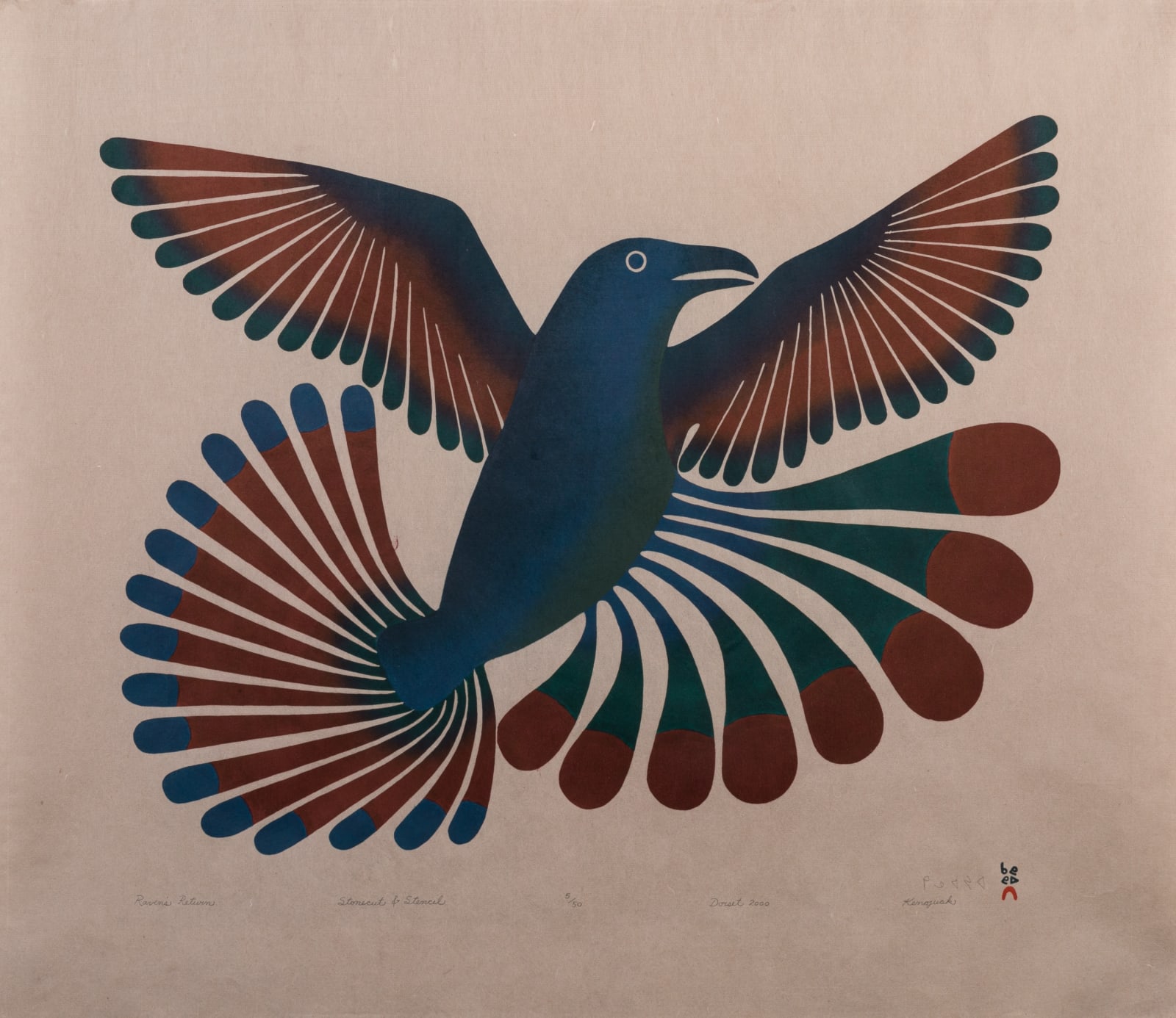 KENOJUAK ASHEVAK, C.C., R.C.A. (1927-2013) KINNGAIT (CAPE DORSET), Ravens Return, 2000 #9