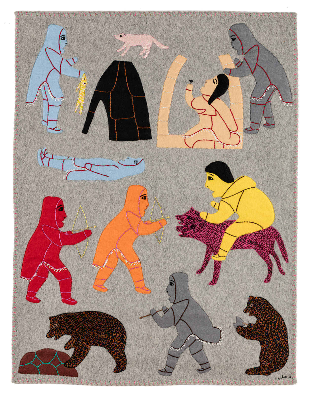 VICTORIA MAMNGUQSUALUK (1930-2016) QAMANI'TUAQ (BAKER LAKE), Scenes from the Legend of Kiviuq, c. 1990