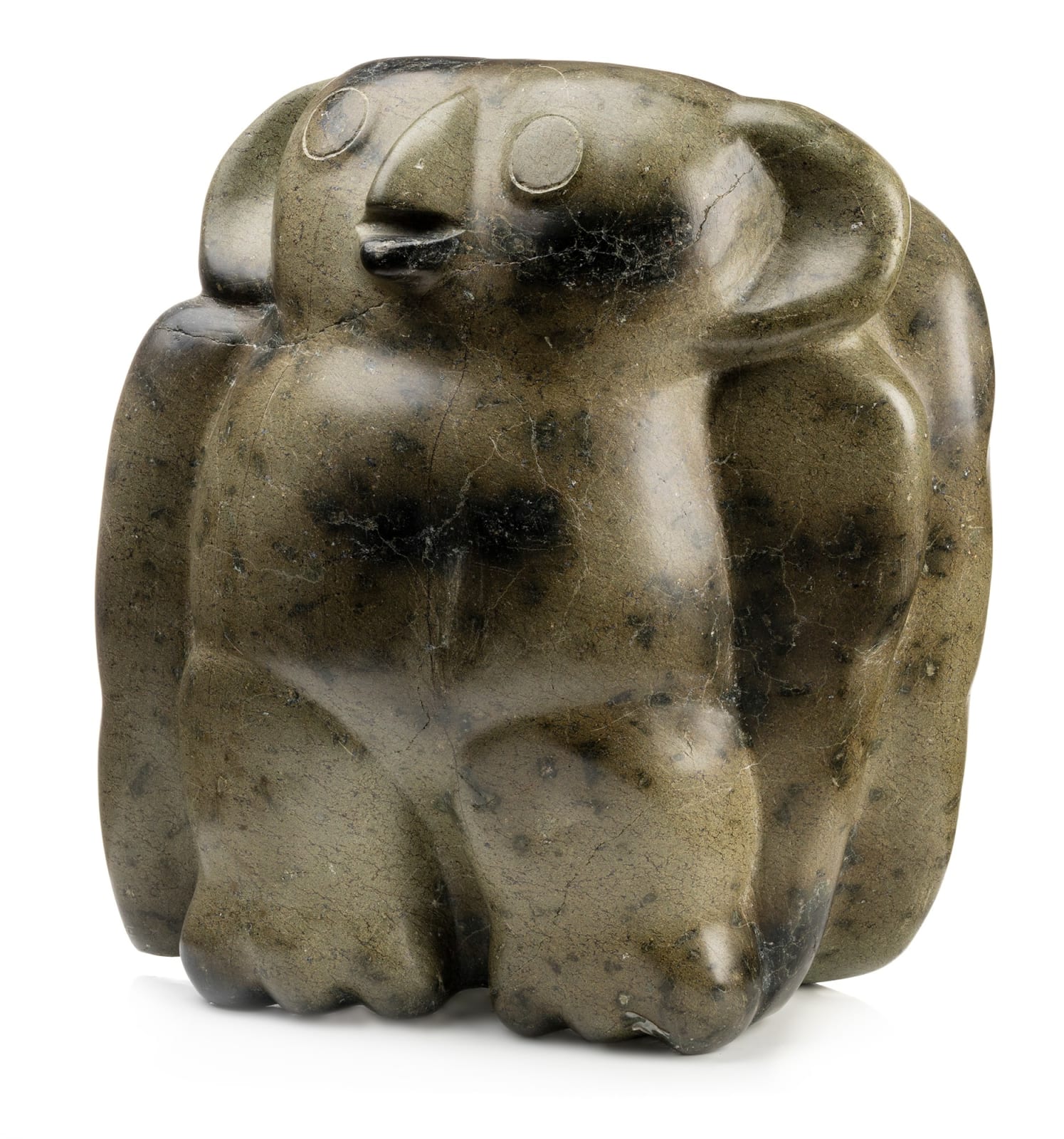 KENOJUAK ASHEVAK, C.C., R.C.A. (1927-2013) KINNGAIT (CAPE DORSET), Double-Owl Figure, late 1960s