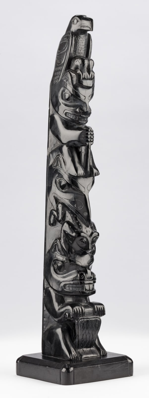 CLAUDE DAVIDSON (1924-1991) HAIDA, MASSET, Model Totem Pole, 1980