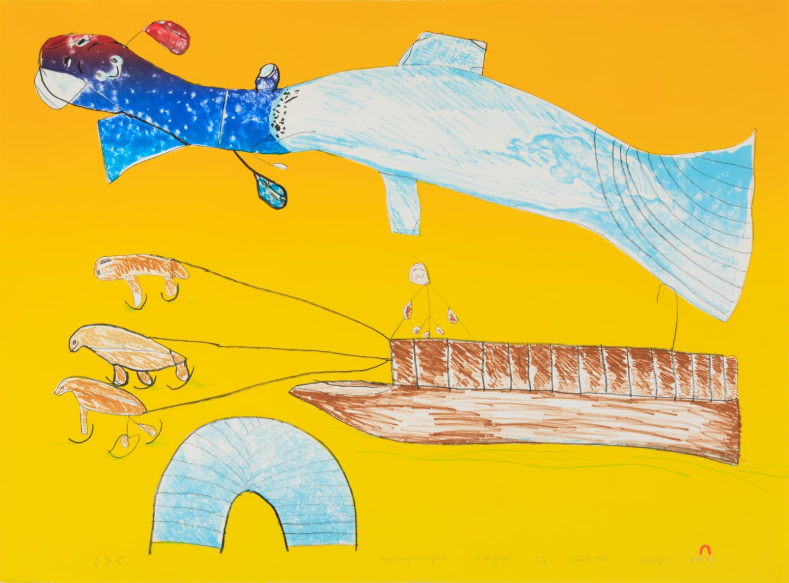 SHEOJUK ETIDLOOIE (1932-1999) KINNGAIT (CAPE DORSET), Upirnngausiuqtut, 1998 (Special Release, 2000)