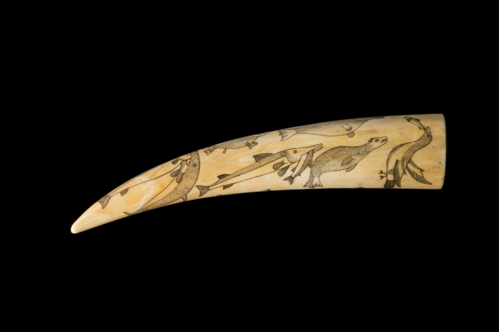 UNIDENTIFIED ARTIST, ALASKA, Cribbage Board with Engraved Images of Wildlife, early 20th century