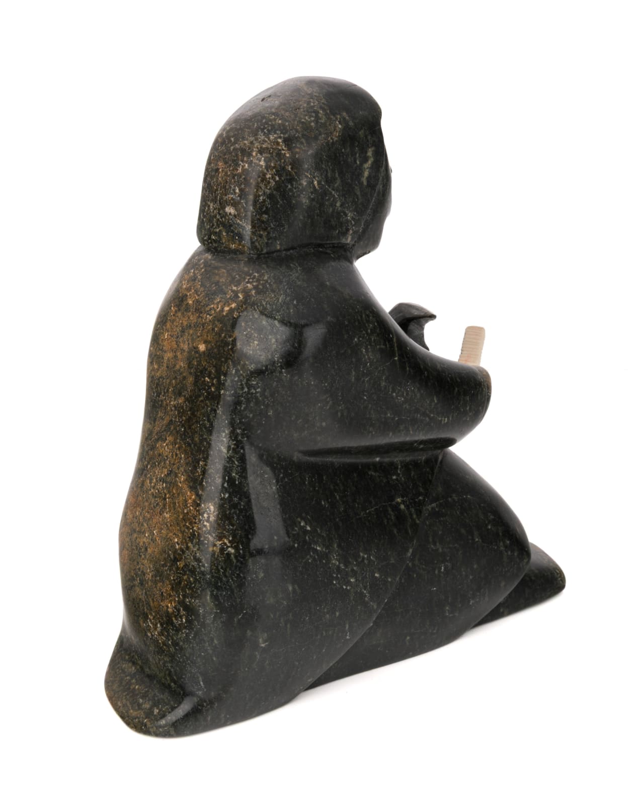 JOHNNY LEE PUDLAT (1971-) KINNGAIT (CAPE DORSET), Seated Carver with Rasp and Sculpture (Self Portrait?), 2000s