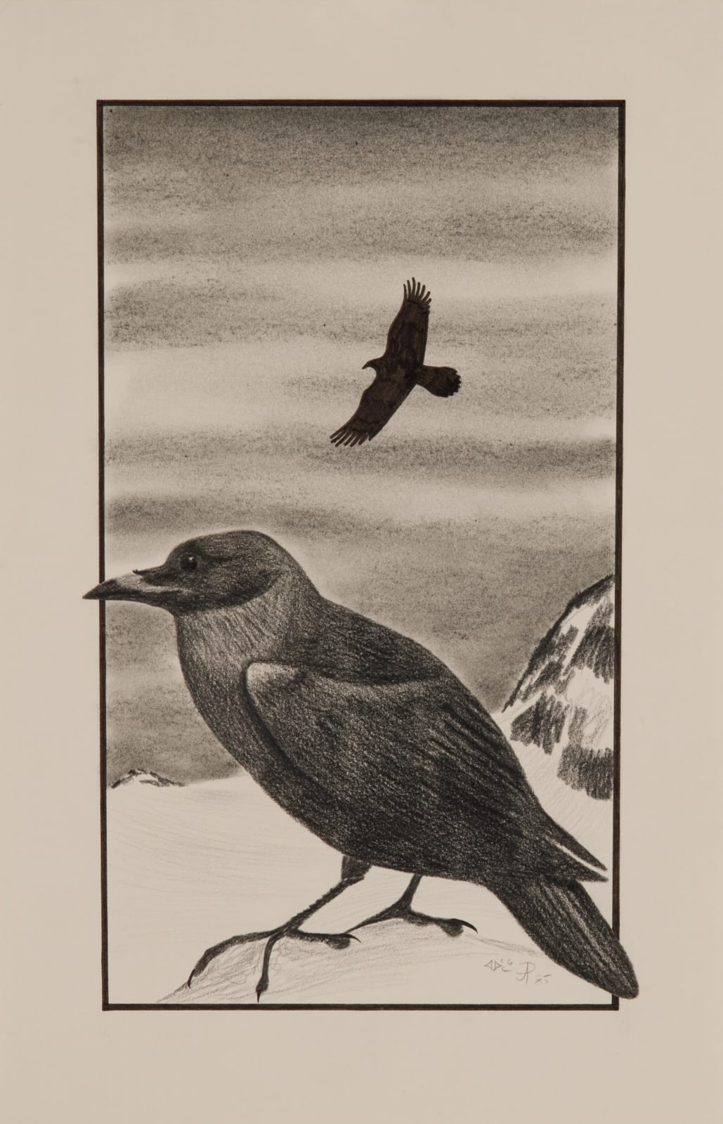 AOUDLA PUDLAT (1951-2006) KINNGAIT (CAPE DORSET), Two Ravens, 1985