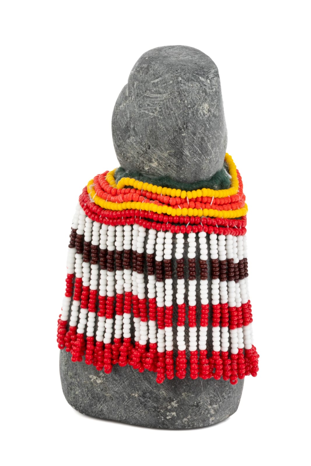 EVA TALOOKI ALIKTILUK (1927-1995) ARVIAT (ESKIMO POINT), Woman in a Red, White, and Maroon Beaded Amautiq