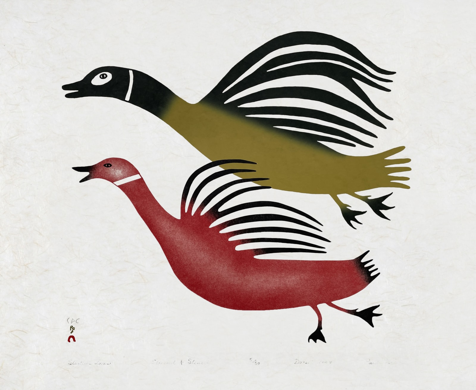 PAUTA SAILA, R.C.A. (1916-2009) KINNGAIT (CAPE DORSET), Startled Loons, 1960-70 (2004 #30)