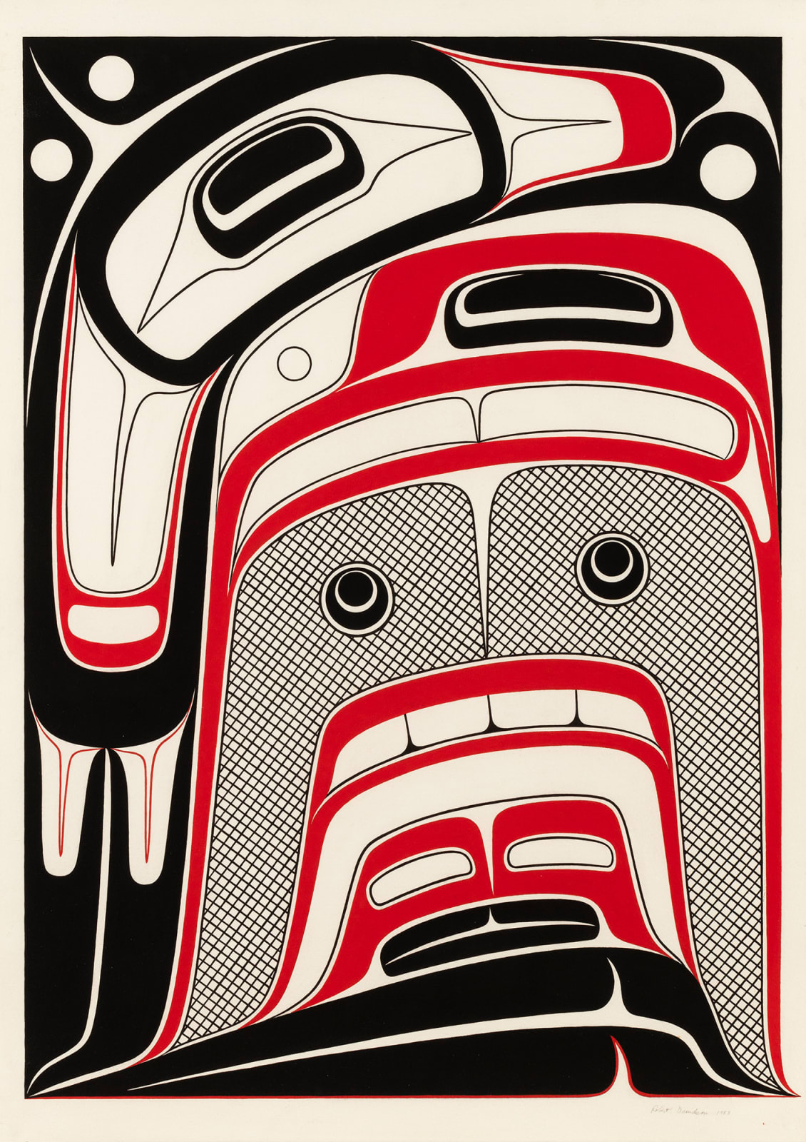 ROBERT DAVIDSON (GUUD SANS GLANS), O.C., O.B.C., (1946-) HAIDA, MASSET / WHITE ROCK, U is Transforming, 1983