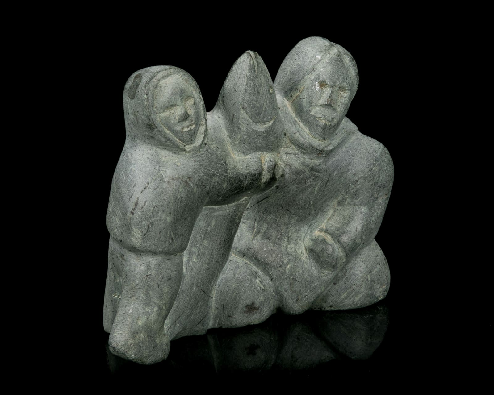 ADA EYETOAQ (1934-) QAMANI'TUAQ (BAKER LAKE), Mother and Child, with Fish, 1985