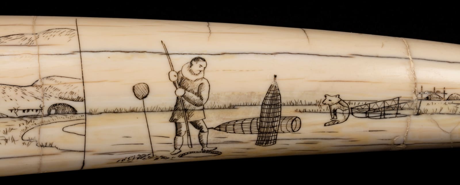 JOE KAKARAVJOOK, ALASKA, Engraved Walrus Tusk, 1899