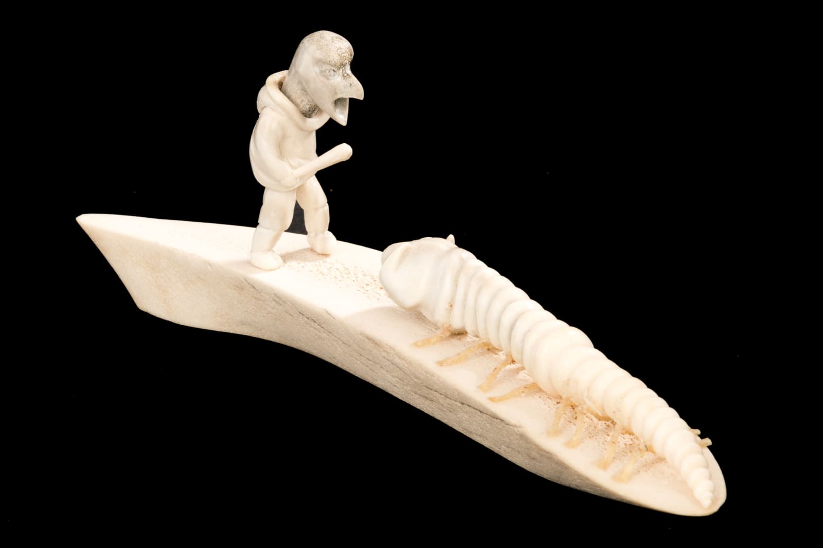 NICK SIKKUARK (1943-2013) KUGAARUK (PELLY BAY) / UQSUQTUUQ (GJOA HAVEN), Bird Shaman Approaching Worm Creature, 1981