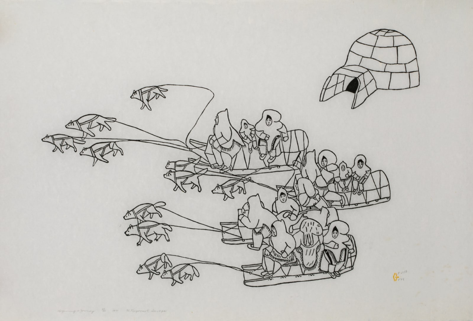 HANNAH KIGUSIUQ (1931-) QAMANI’TUAQ (BAKER LAKE), Beginning a Journey, 1971 (1972 #33)