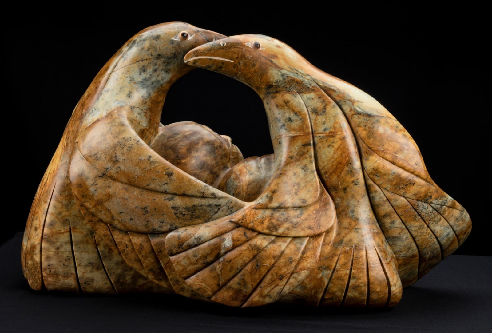 ABRAHAM ANGHIK RUBEN, O.C. (1951-) PAULATUK / SALT SPRING ISLAND, B.C, Figure Slumbering with Two Birds, 1990s