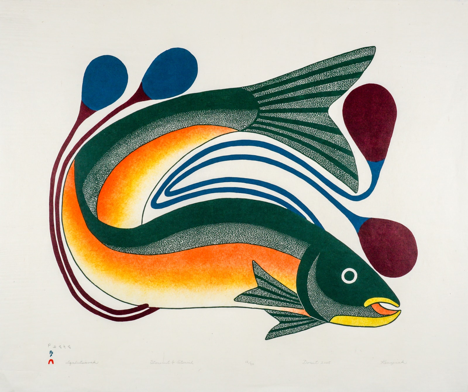 KENOJUAK ASHEVAK, C.C., R.C.A. (1927-2013) KINNGAIT (CAPE DORSET), Iqalutsiavak (Beautiful Fish), 2005