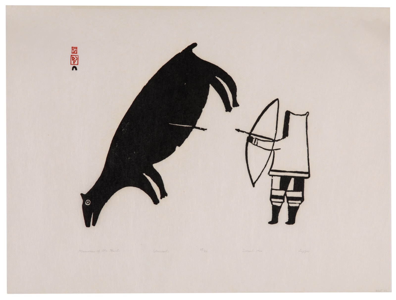 LIZZIE SAGGIAK (1924-1989) KINNGAIT (CAPE DORSET), Memories of the Hunt, 1966 (Dorset Series 2002 #14)*