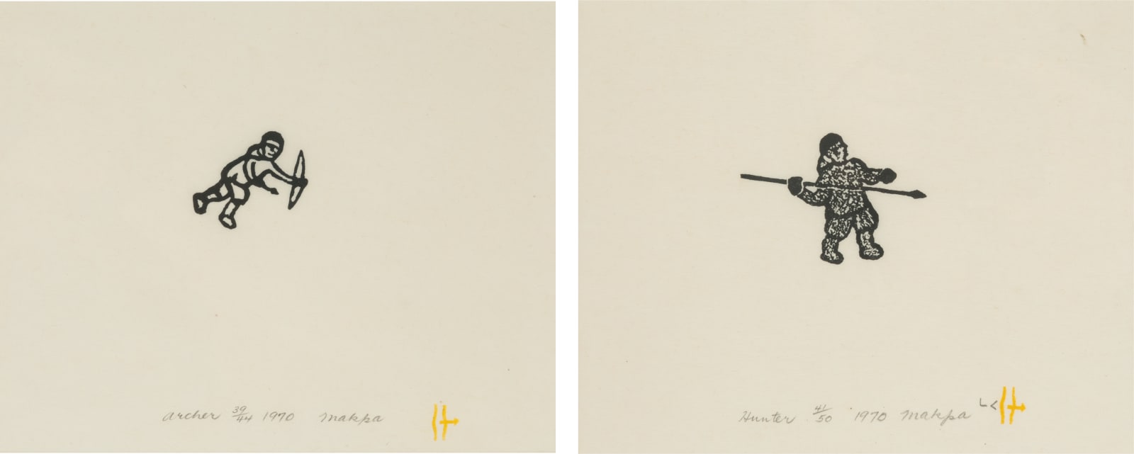 VITAL MAKPAAQ (1922-1978) QAMANI’TUAQ (BAKER LAKE), Archer & Hunter (Two Works), 1970 (#10 & #11)