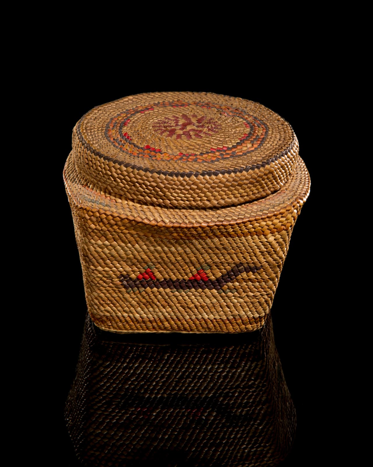 UNIDENTIFIED NUU-CHAH-NULTH or MAKAH ARTIST, Lidded Pictorial Trinket Basket, early-mid 20th century