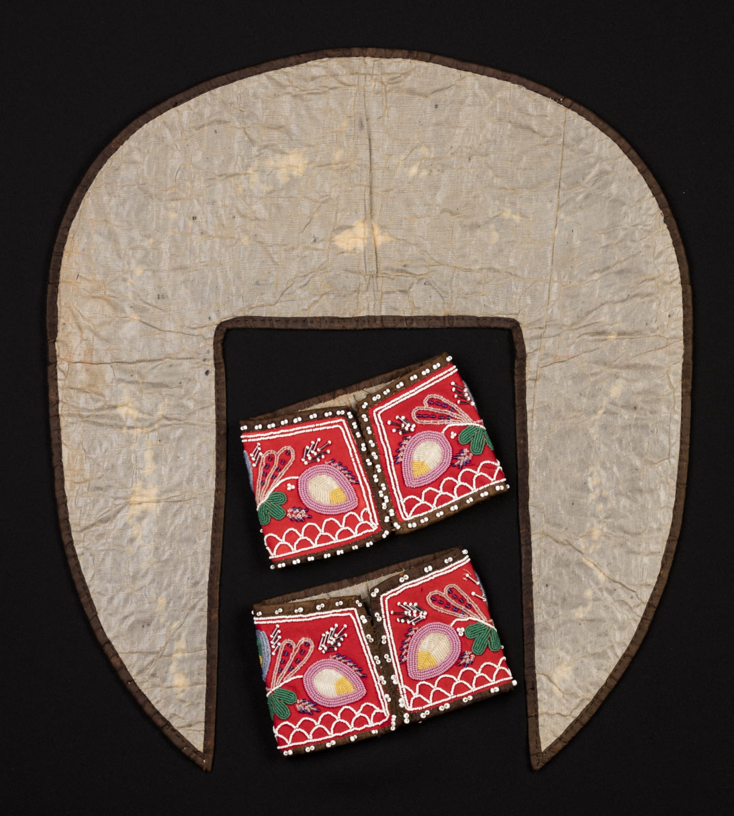 UNIDENTIFIED ARTIST, PANAWAHPSKEK (PENOBSCOT), A Penoboscot Chief's Cape Collar and Cuffs, c. 1890-1910