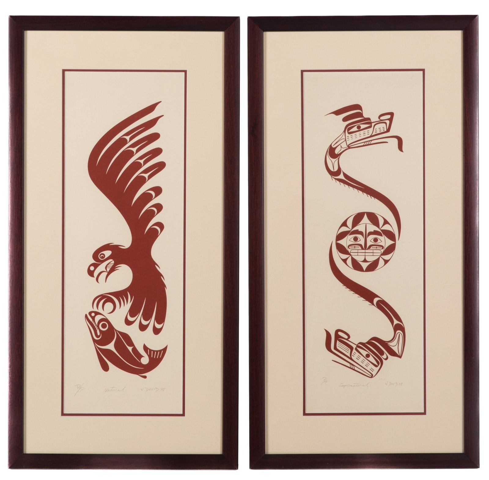 JOE DAVID (1946-) NUU-CHAH-NULTH, TOFINO, B.C., Two Prints: Natural & Supernatural, 1978