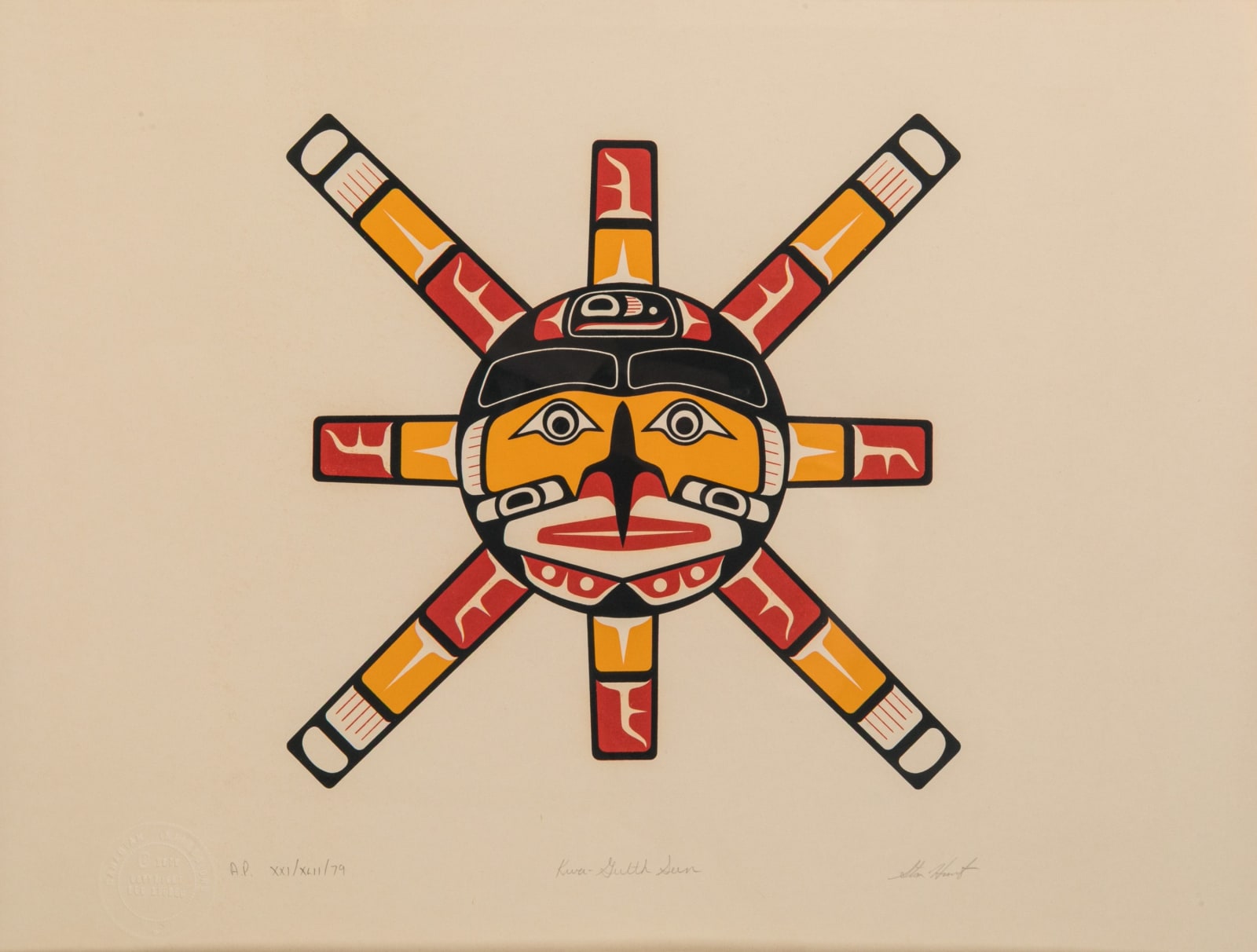 STAN HUNT (1954-), KWAKWA̱KA̱ʼWAKW, FORT RUPERT, B.C., Kwa-Guluth Sun, 1979