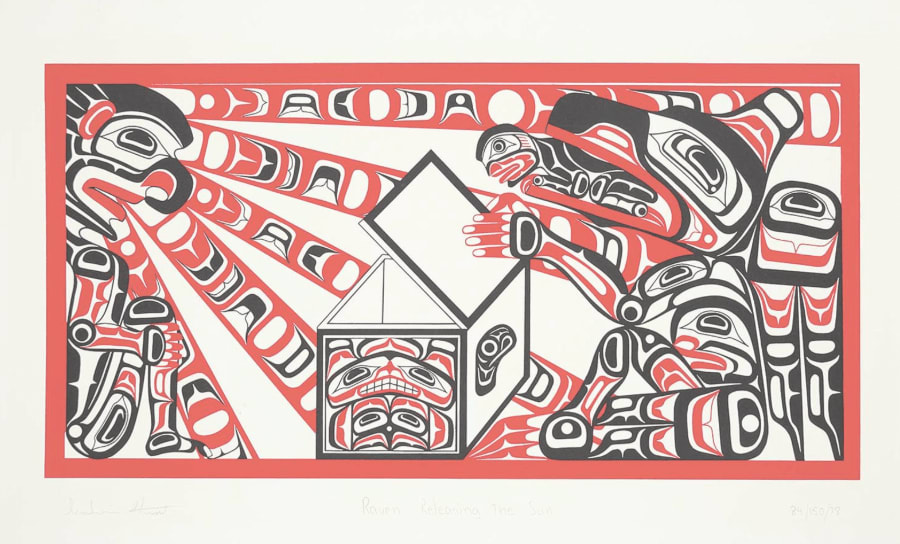 CALVIN HUNT, R.C.A. (1956-) KWAKWA̱KA̱ʼWAKW, Raven Releasing Sun, 1978