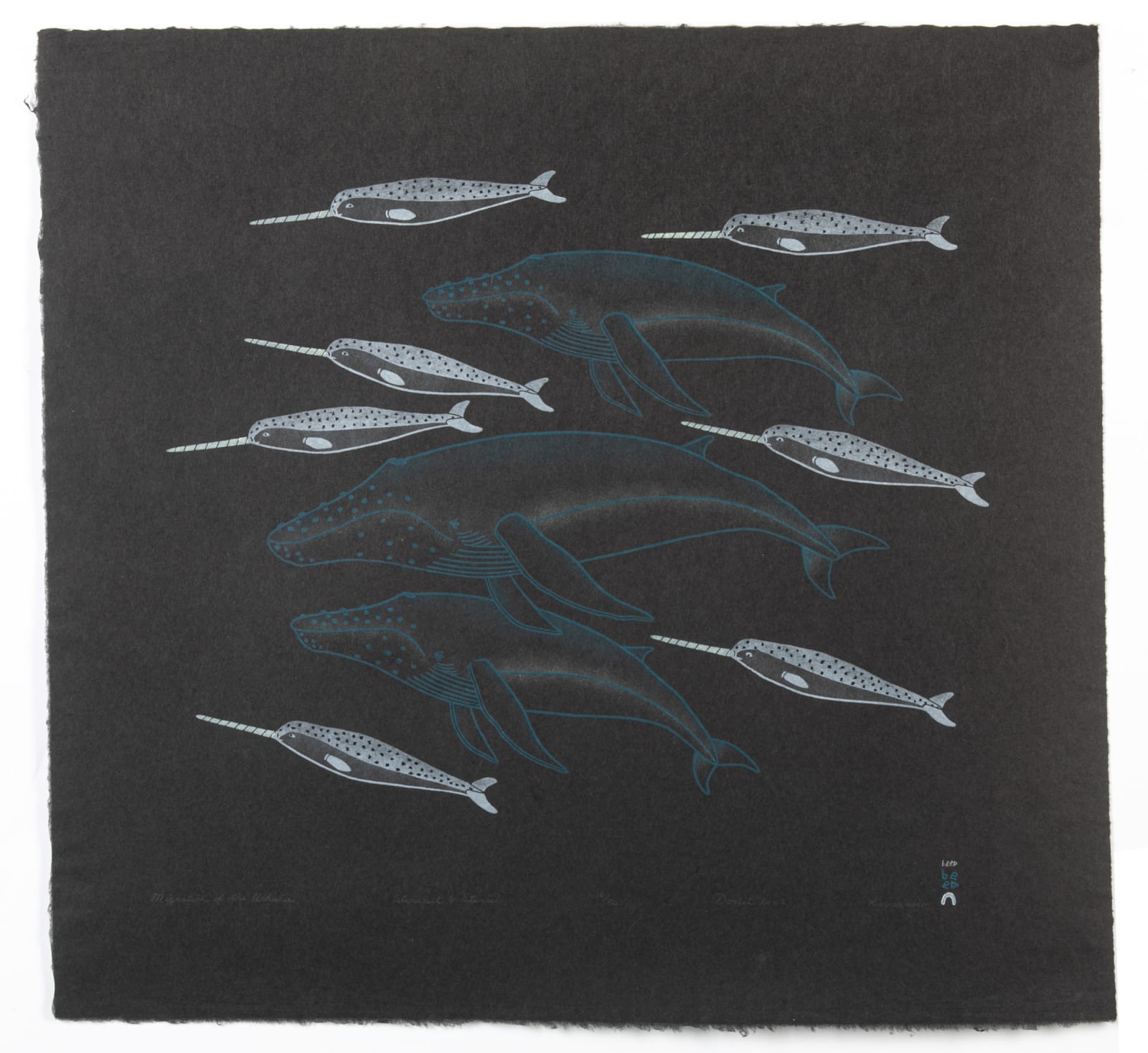 QAVAVAU MANUMIE (1958-) KINNGAIT (CAPE DORSET), Migration of the Whales, 2002 #9