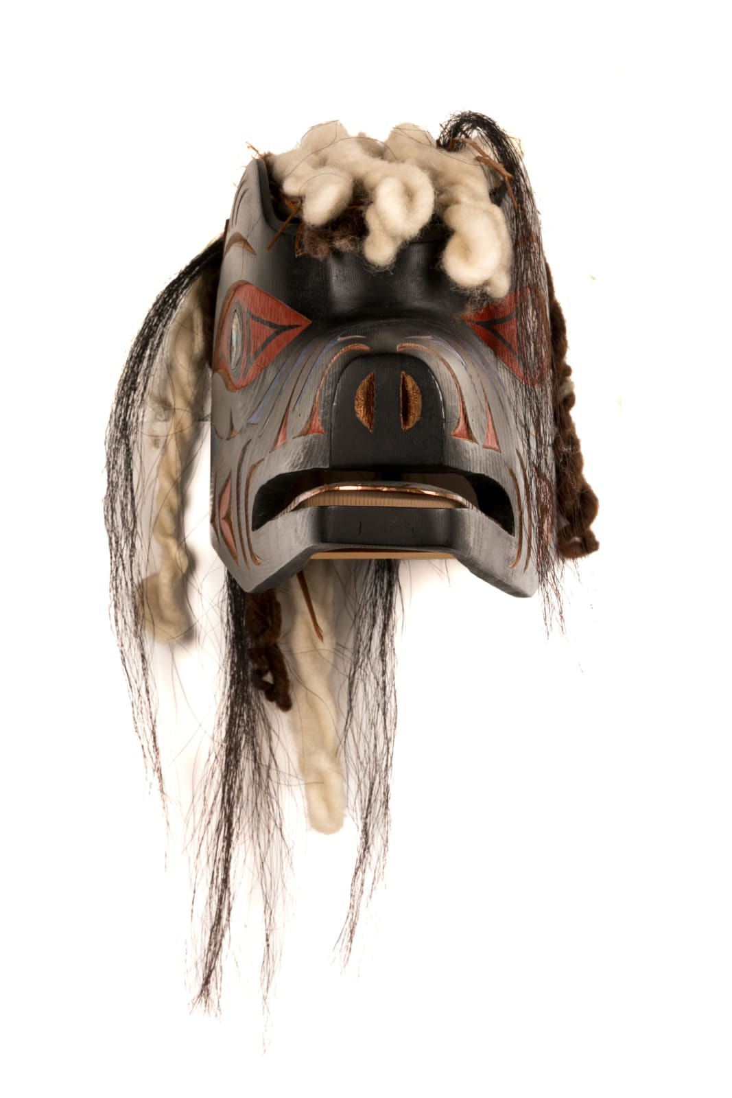 DR. CHARLES ELLIOTT (TEMOSEṈŦET/TEMOSEN) OBC, RCA (1943-2023) TSARTLIP COAST SALISH, Wolf Spirit Mask, July 1994