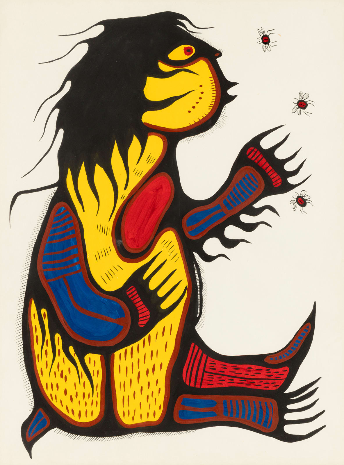 NORVAL MORRISSEAU, C.M. (1931-2007) ANISHINAABE (OJIBWE), Bear Child, late 1970s