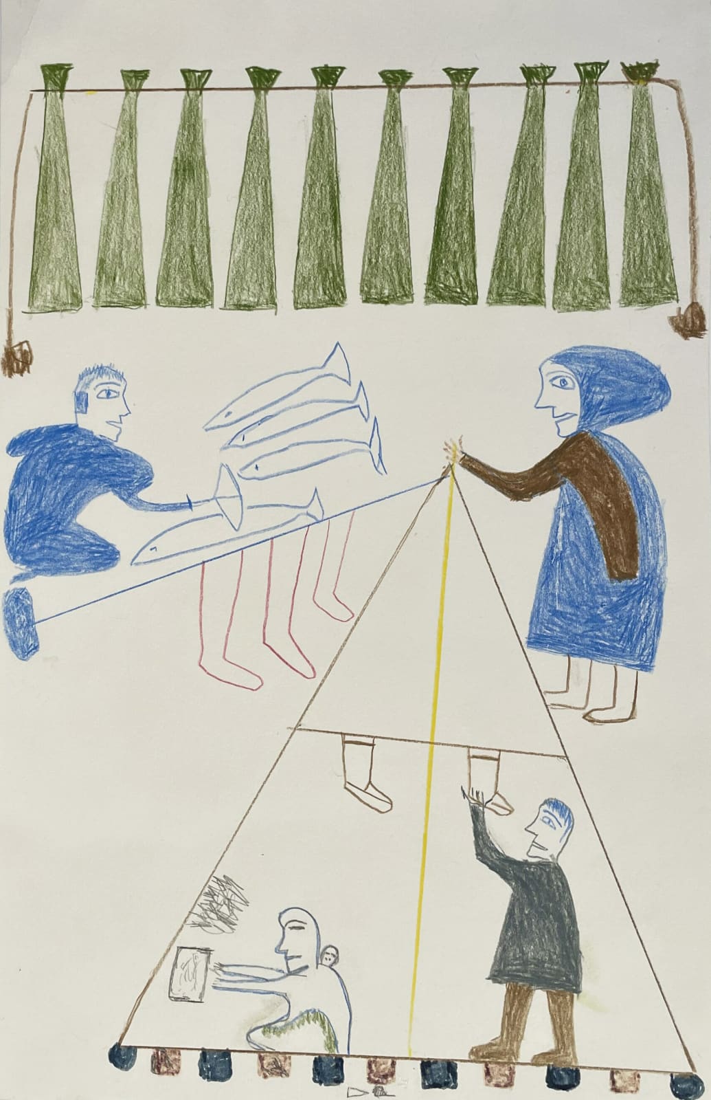 JESSIE OONARK, O.C., R.C.A (1906-1985) QAMANI'TUAQ (BAKER LAKE), Camp Scene, late 1960s