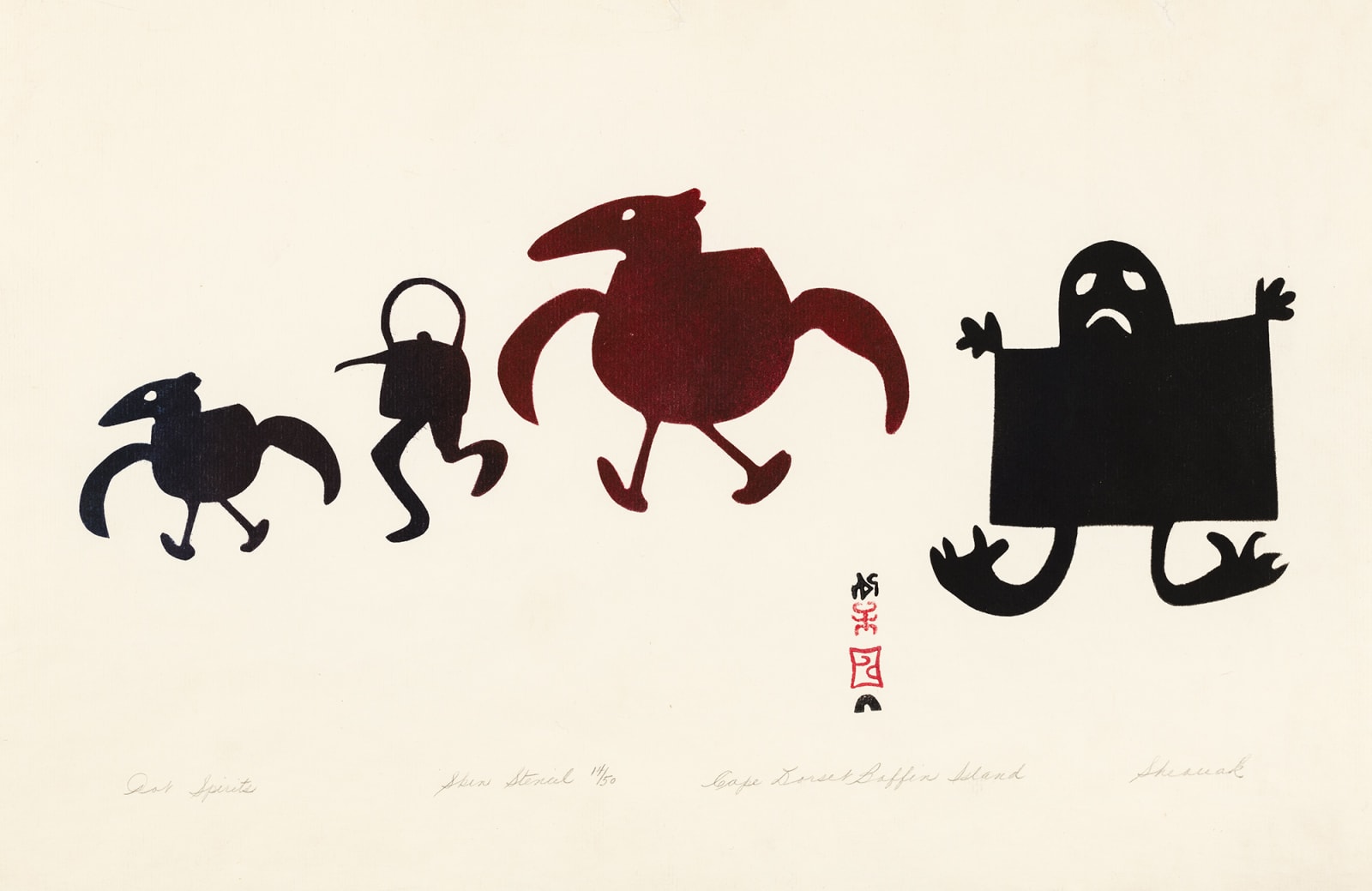 SHEOUAK PETAULASSIE (1918-1961)KINNGAIT (CAPE DORSET), Pot Spirits, 1960 #55