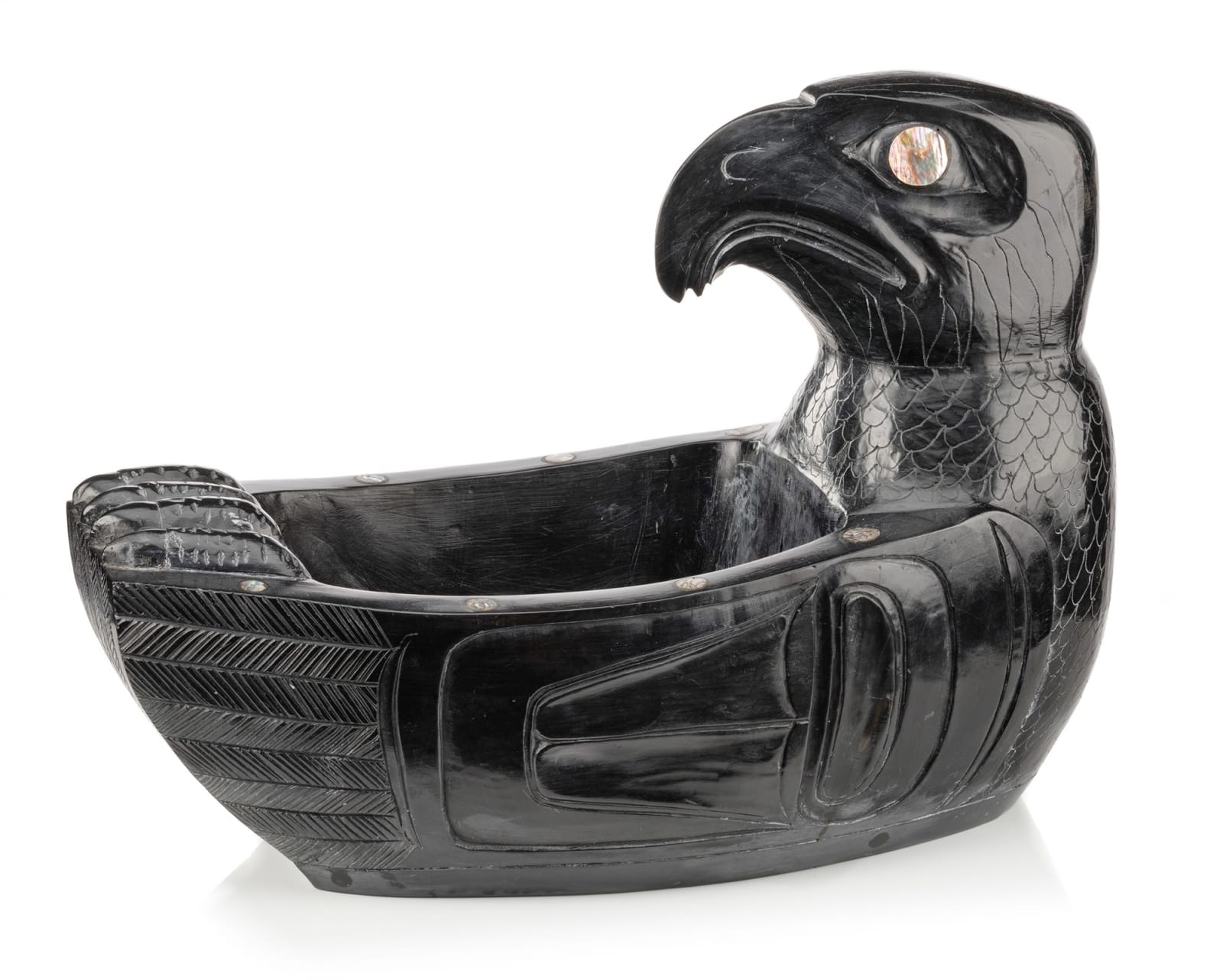 RUFUS MOODY, C.M. (1923-1998) SKIDEGATE, B.C., Eagle Form Model Feast Bowl, c. late 1970s