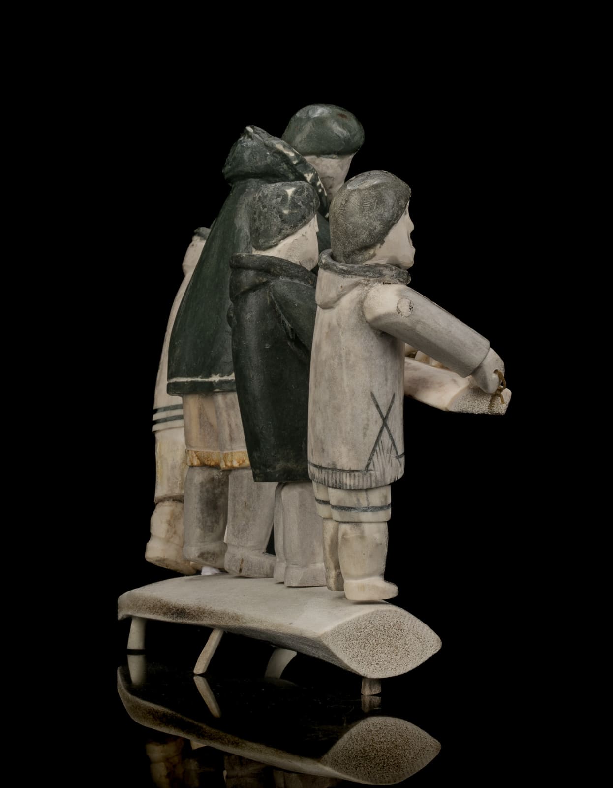 ROMEO EEKERKIK (1923-1983) ARVIAT (ESKIMO POINT), Four Inuit Bringing their Works to the Co-Op, 1975