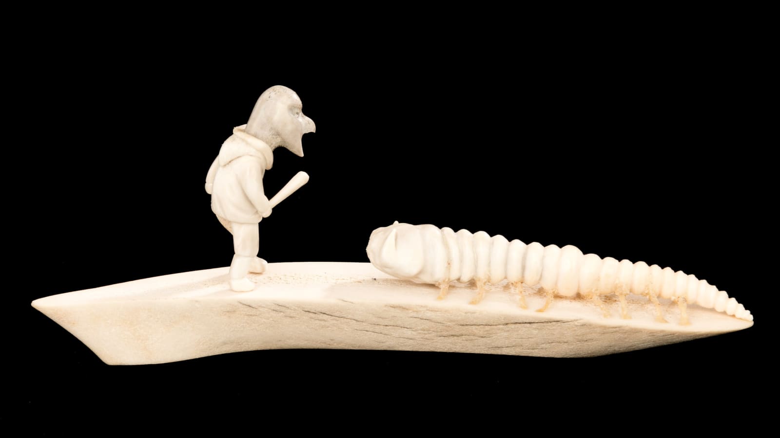 NICK SIKKUARK (1943-2013) KUGAARUK (PELLY BAY) / UQSUQTUUQ (GJOA HAVEN), Bird Shaman Approaching Worm Creature, 1981