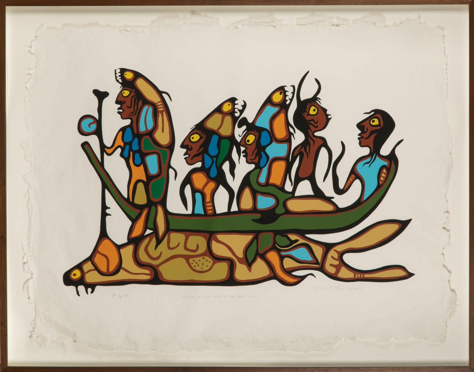 NORVAL MORRISSEAU, C.M. (1931-2007) ANISHINAABE (OJIBWE), The Legend of the Fish People at the Great Flood, c. 1980 or later