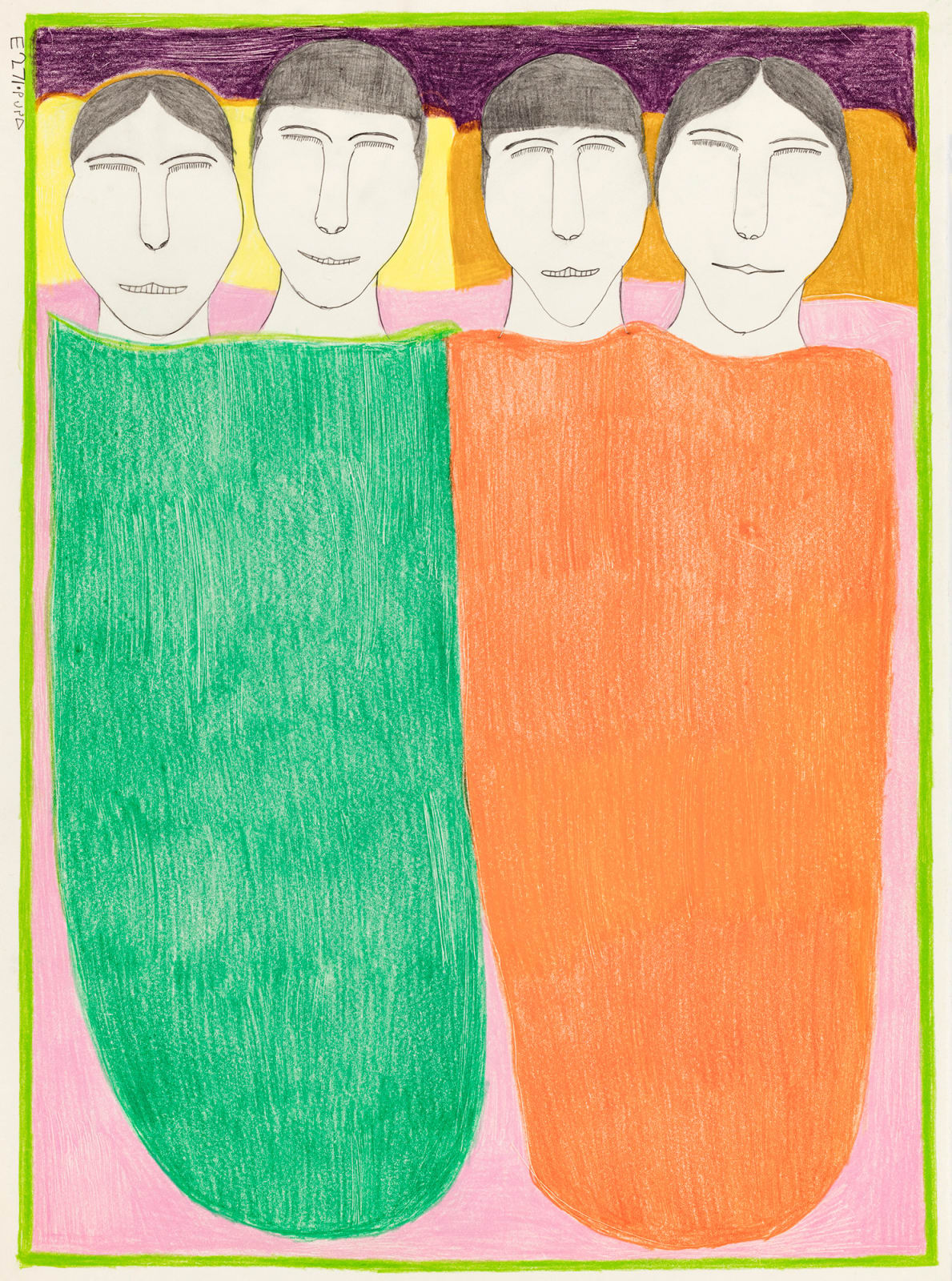 JANET KIGUSIUQ (1926-2005) QAMANI'TUAQ (BAKER LAKE), Untitled Drawing (Four Figures Sleeping), c. 1970s
