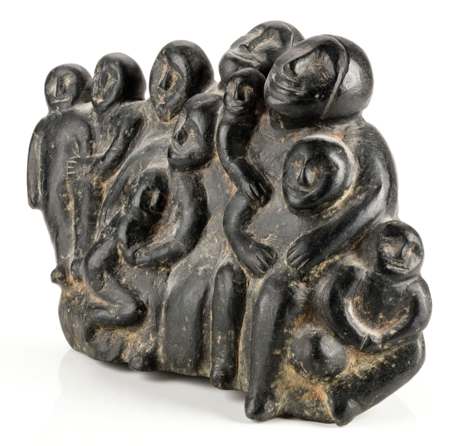 MIRIAM NANURLUQ QIYUK (1933-2016) QAMANI'TUAQ (BAKER LAKE), Family Group, early 1970s