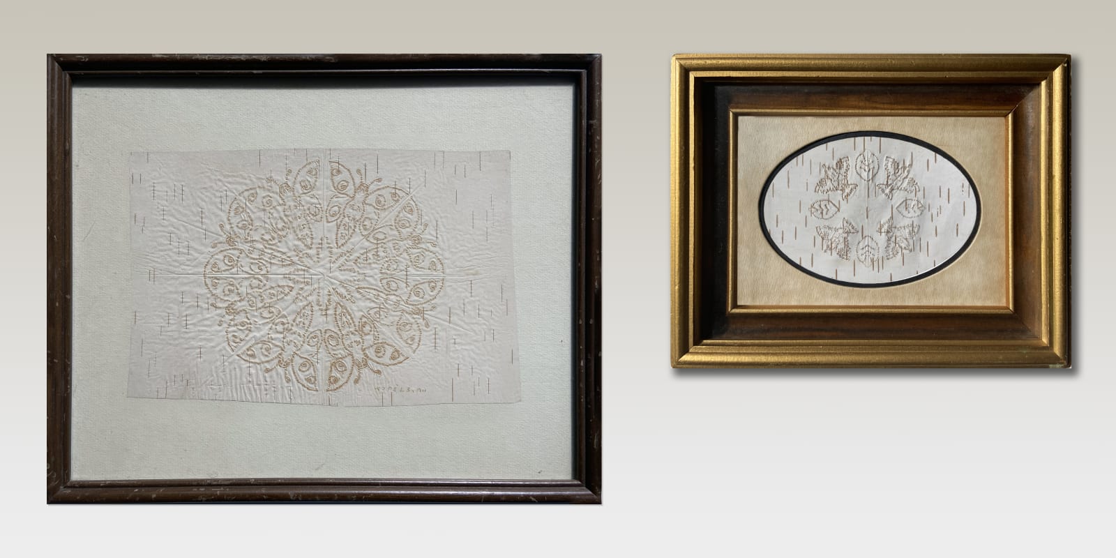 ANGELIQUE MERASTY (1924-1996) CREE, Two Birch Bark Bitings, c. 1980