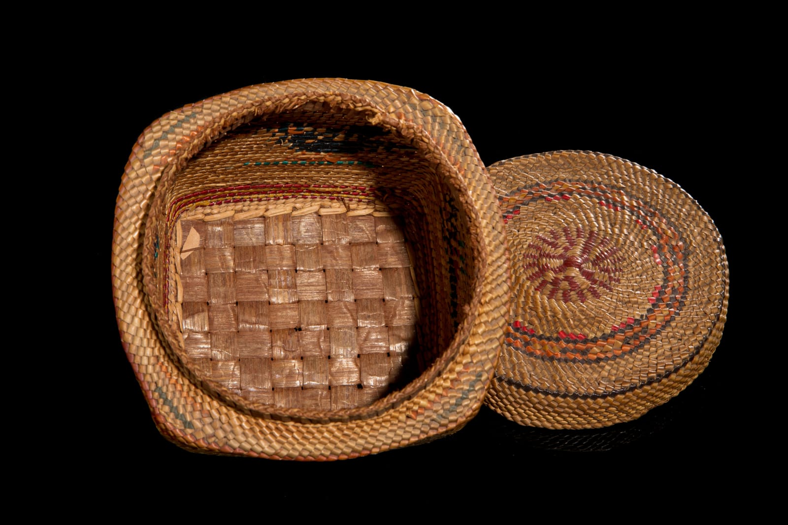 UNIDENTIFIED NUU-CHAH-NULTH or MAKAH ARTIST, Lidded Pictorial Trinket Basket, early-mid 20th century