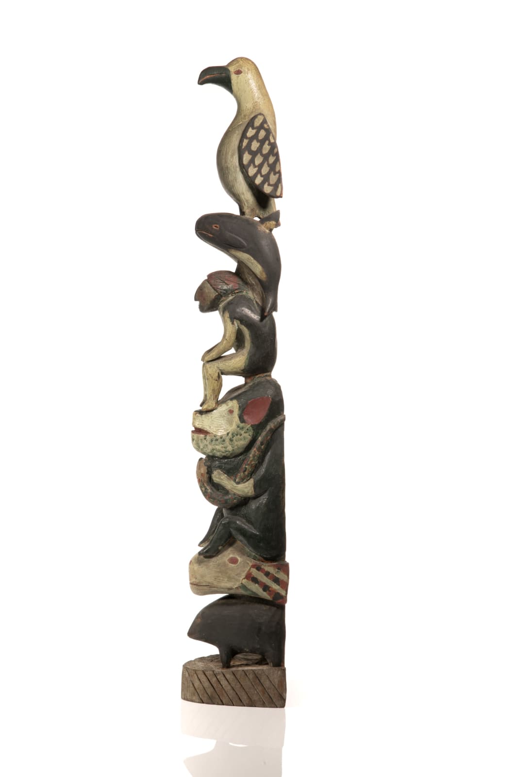 UNIDENTIFIED SALISH or NUU-CHAH-NULTH ARTIST, Model Hollow Back Totem Pole, c. 1890-1910