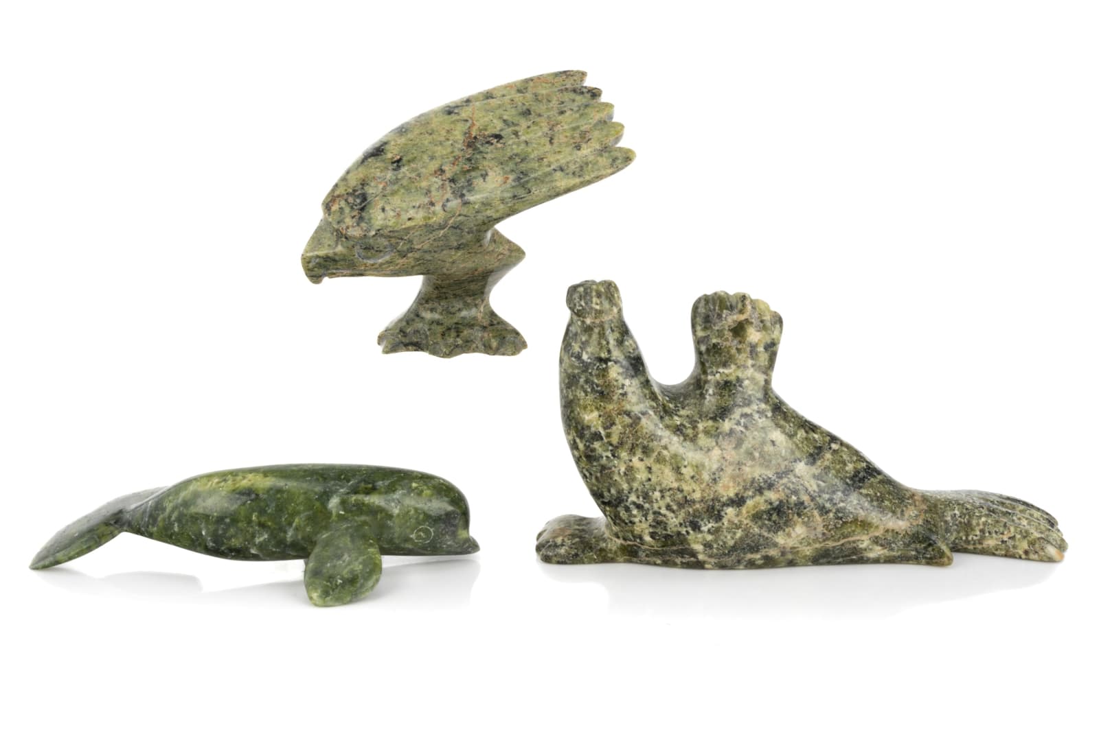 ALASHUA SHARKY (1973-), MARY RAGEE, and NOAH NOWDLAK (1964-) KINNGAIT (CAPE DORSET), Three Arctic Animals, c. 1990s / 2000s