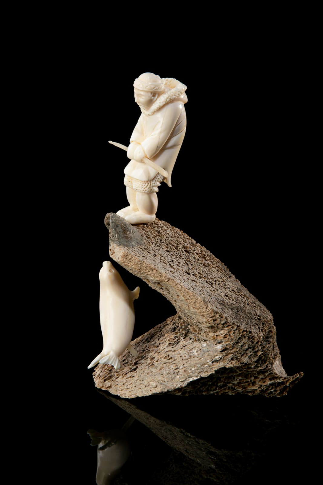 UNIDENTIFIED ARTIST, POSSIBLY YUITS (SIBERIAN YU'PIK), Hunter Approaching a Seal, 1970s