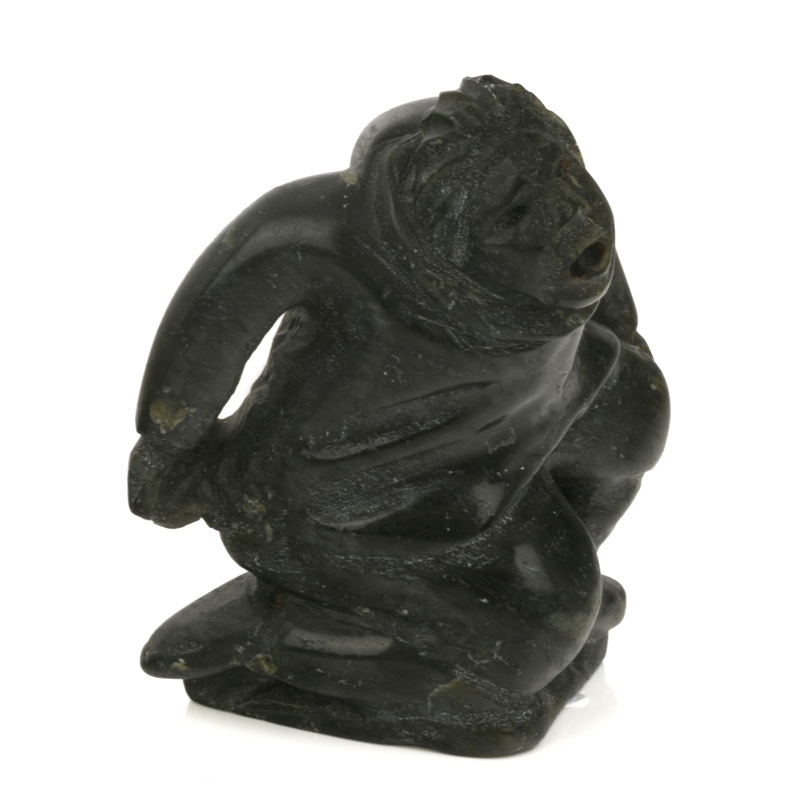 KIUGAK (KIAWAK) ASHOONA, O.C., R.C.A. (1933-2014) KINNGAIT (CAPE DORSET), Kneeling Man, Calling Out, 2000s