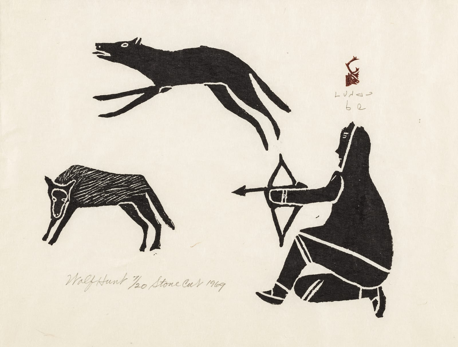 VICTORIA MAMNGUQSUALUK (1930-2016) QAMANI'TUAQ (BAKER LAKE), Wolf Hunt, 1969 (1970 #3)