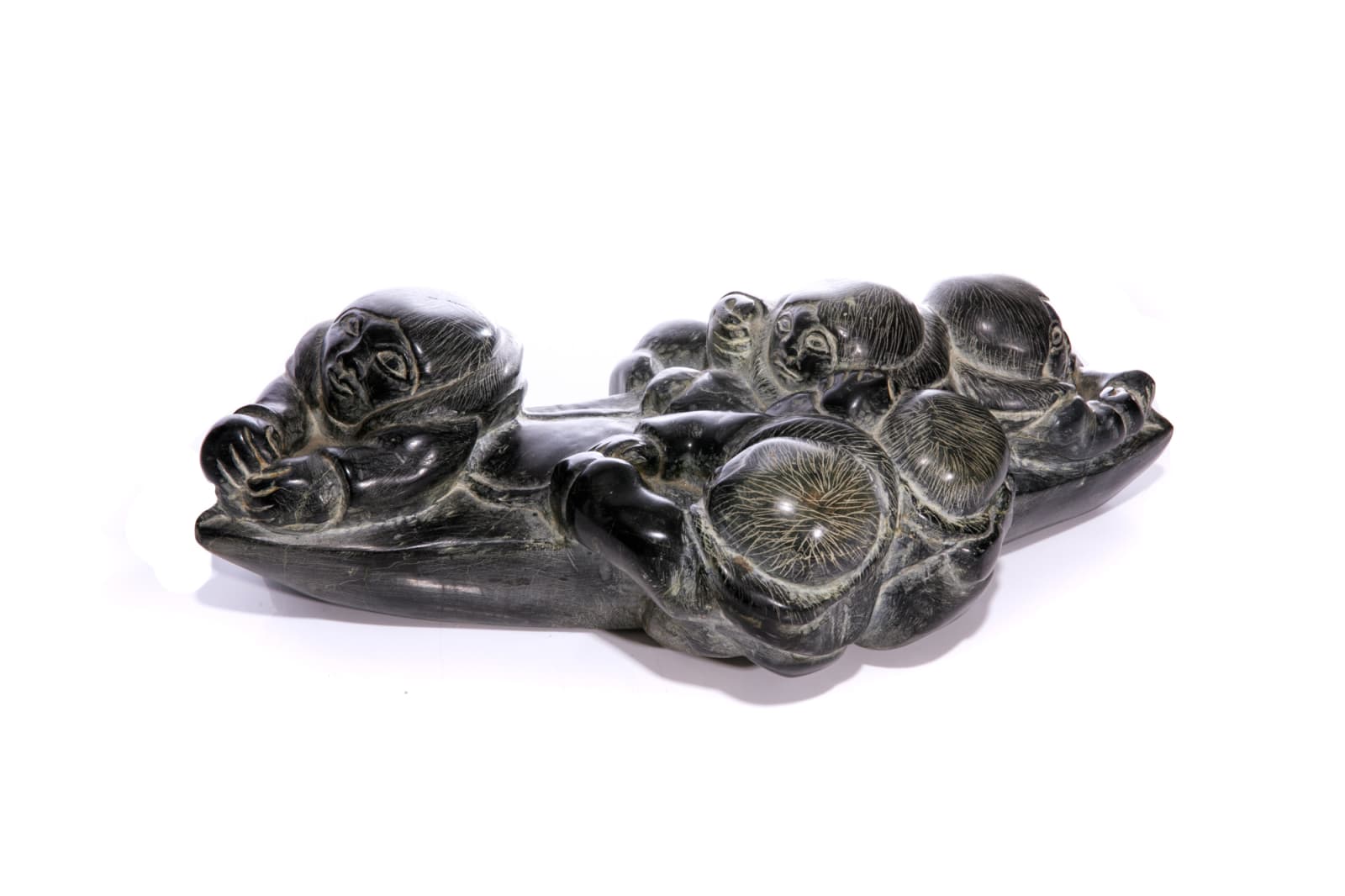 JOHNNY PILURTUUT (1928-D) KANGIQSUJUAQ (WAKEHAM BAY), Making an Umiak, c. 1970